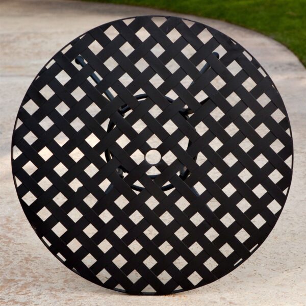 Black Wrought Iron Outdoor Bistro Patio Table with Timeless Round Tabletop - Image 3