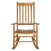 Outdoor Porch Rocker Mission Style Wood Rocking Chair in Teak Finish - Image 3