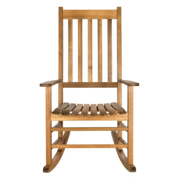 Outdoor Porch Rocker Mission Style Wood Rocking Chair in Teak Finish - Image 3