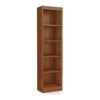 Cherry Wood Finish 71-inch Tall Skinny 5-Shelf Space Saving Bookcase