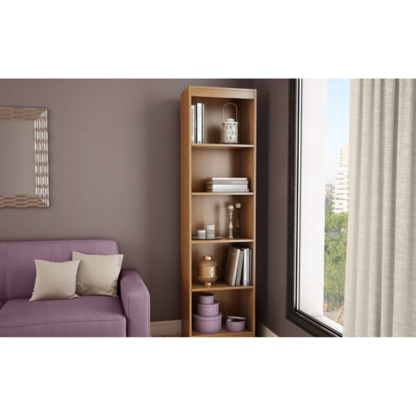 Cherry Wood Finish 71-inch Tall Skinny 5-Shelf Space Saving Bookcase - Image 2