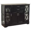 Black Wood Buffet Dining-room Sideboard with Glass Doors - Image 2