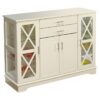 White Wood Buffet Sideboard Cabinet with Glass Display Doors - Image 2