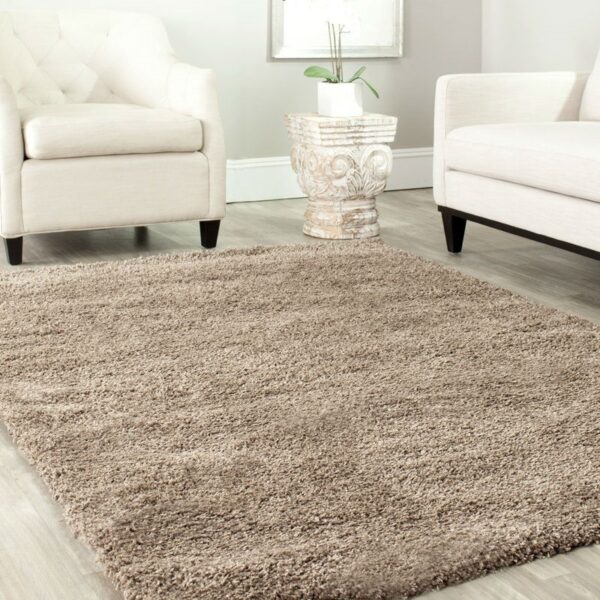 6'7" x 9'6" Hand-Tufted Plush Taupe Area Rug - Image 5