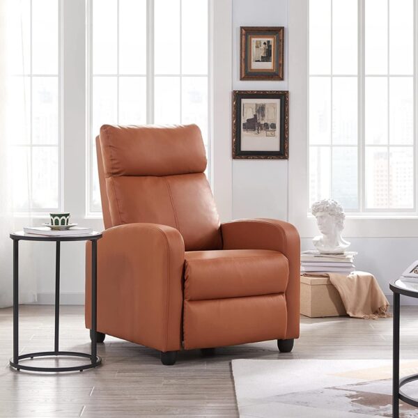 Brown High-Density Faux Leather Push Back Recliner Chair - Image 2