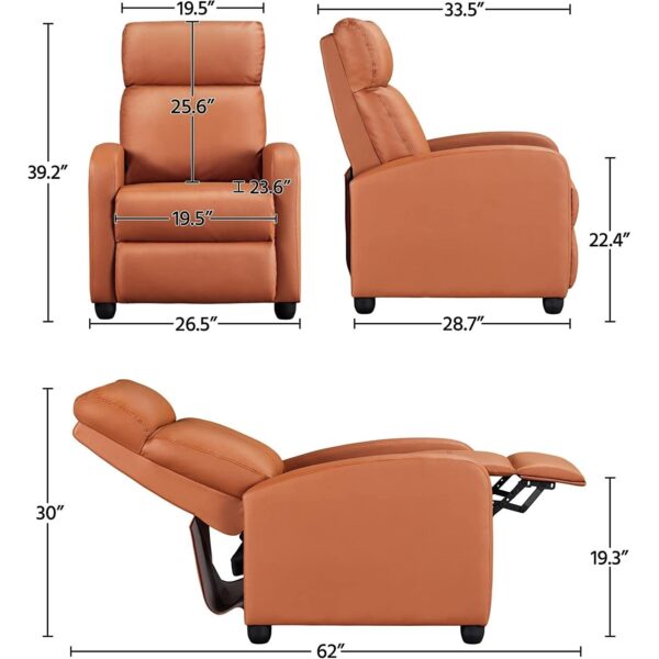 Brown High-Density Faux Leather Push Back Recliner Chair - Image 4