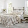 Full/Queen 3 Piece Bed-in-a-Bag Bohemian Tan Beige Floral Cotton Quilt Set - Image 3