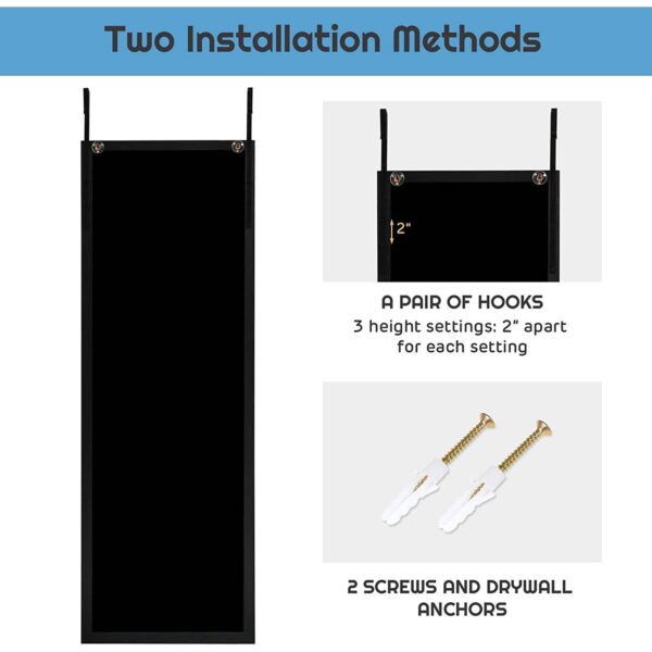 Black Full Length Bedroom Mirror with Over the Door or Wall Mounted Design - Image 5