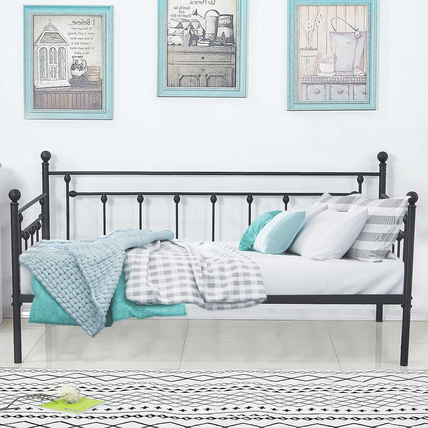 Twin size Classic Black Metal Daybed Frame - Image 2