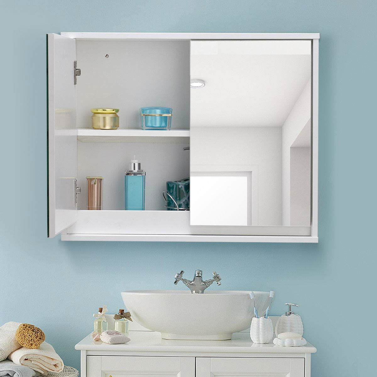 Modern 22 x 18 inch Bathroom Wall Mirror Medicine Cabinet - Image 5