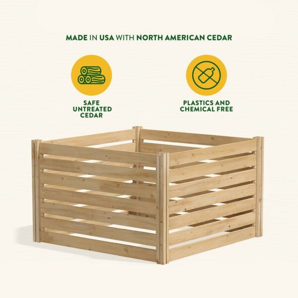 308 Gallon Cedar Wood Compost Bin Outdoor Garden 41 Cubic Feet - Made in USA - Image 2