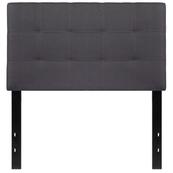 Twin size Modern Dark Grey Fabric Upholstered Panel Headboard - Image 2