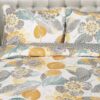 Full/Queen 3 Piece Reversible Yellow Grey Teal Floral Leaves Cotton Quilt Set - Image 3