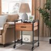 Heavy Duty Steel Frame 1-Drawer End Table Nightstand Side Table on Wheels - Image 2