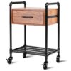 Heavy Duty Steel Frame 1-Drawer End Table Nightstand Side Table on Wheels - Image 3