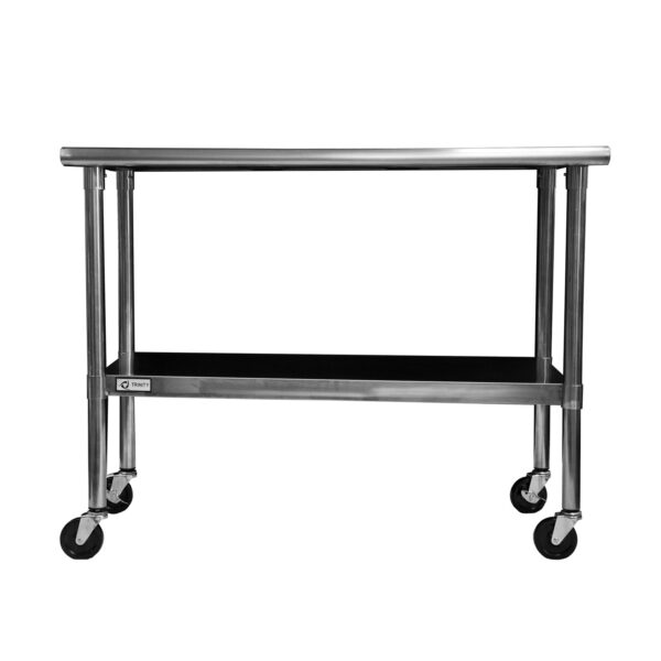 2ft x 4ft Stainless Steel Top Kitchen Prep Table with Locking Casters Wheels - Image 2