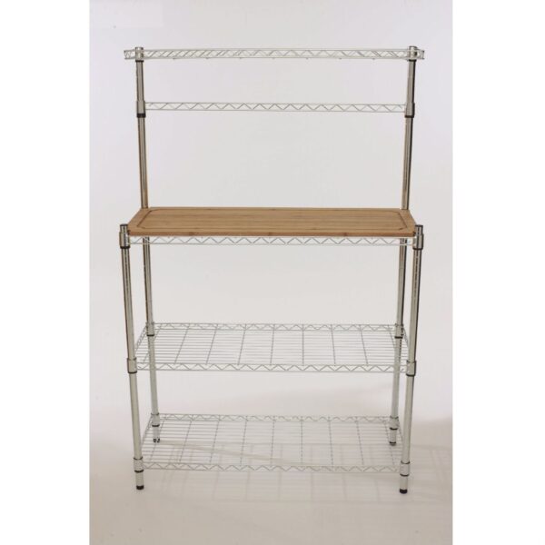 Metal Bakers Rack with Hanging Bar and Bamboo Cutting Board - Image 3