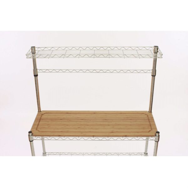 Metal Bakers Rack with Hanging Bar and Bamboo Cutting Board - Image 4