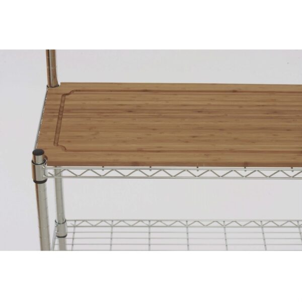 Metal Bakers Rack with Hanging Bar and Bamboo Cutting Board - Image 5