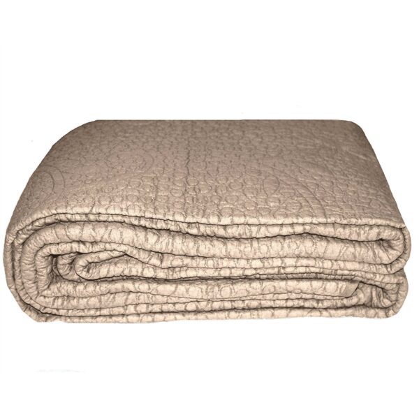 Full / Queen 3-Piece 100% Cotton Quilted Bedspread in Taupe - Image 2