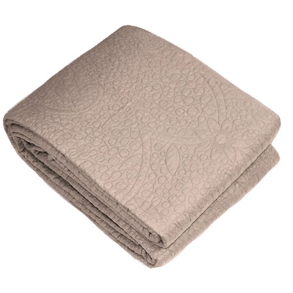 Full / Queen 3-Piece 100% Cotton Quilted Bedspread in Taupe - Image 3