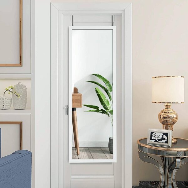 White Full Length Bedroom Mirror with Over the Door or Wall Mounted Design - Image 3