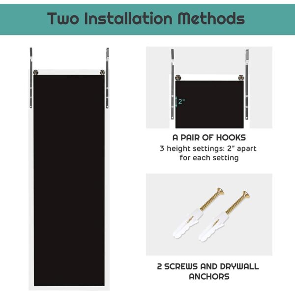 White Full Length Bedroom Mirror with Over the Door or Wall Mounted Design - Image 5