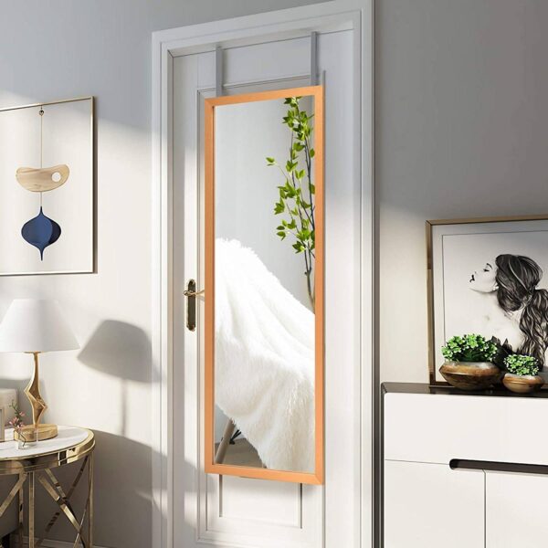 Gold Full Length Bedroom Mirror with Over the Door or Wall Mounted Design - Image 3