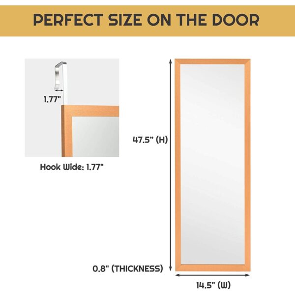 Gold Full Length Bedroom Mirror with Over the Door or Wall Mounted Design - Image 4