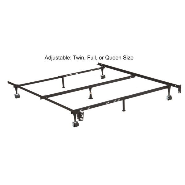 Twin, Full, Queen Sturdy Black Metal Adjustable Bed Frame w/Headboard Brackets - Image 3