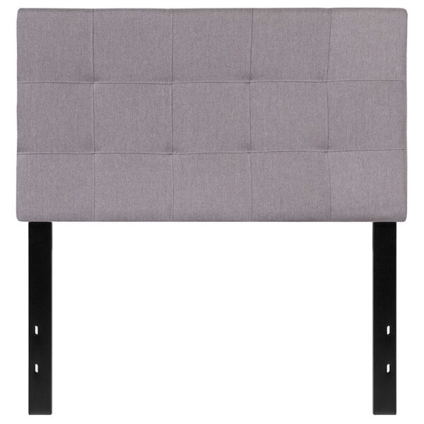 Twin size Modern Light Grey Fabric Upholstered Panel Headboard - Image 2