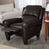Top Grain Leather Upholstered Wingback Recliner Club Chair in Chocolate Brown - Image 3