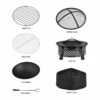 Rustic Steel Outdoor Fire Pit with BBQ Grill with Poker and Mesh Cover - Image 3