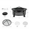 Rustic Steel Outdoor Fire Pit with BBQ Grill with Poker and Mesh Cover - Image 4