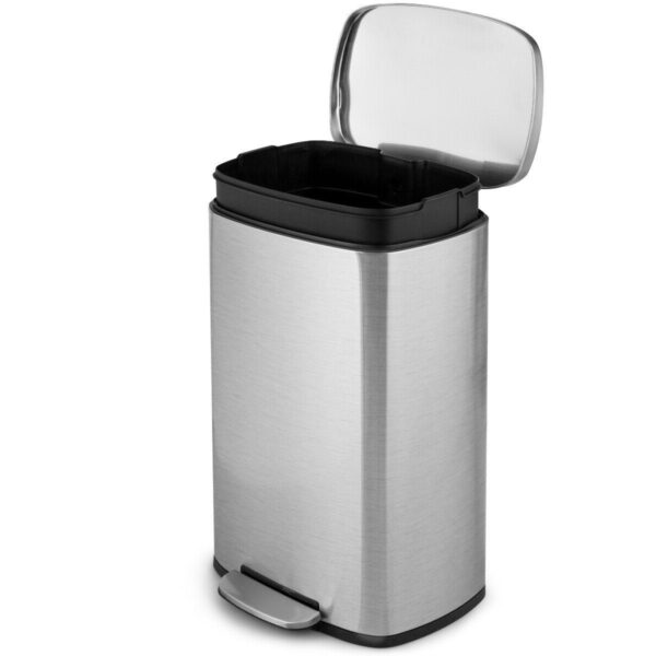 13-Gallon Modern Stainless Steel Kitchen Trash Can with Foot Step Pedal Design - Image 2