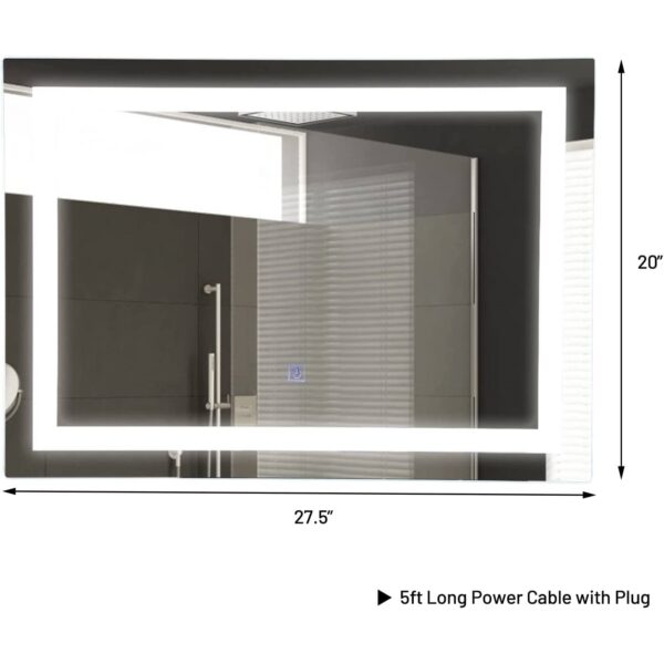 Modern LED Lighted Mirror Dimmable Wall-Mounted Bathroom Vanity 27 x 20 inch - Image 4