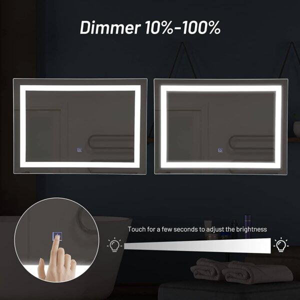 Modern LED Lighted Mirror Dimmable Wall-Mounted Bathroom Vanity 27 x 20 inch - Image 5