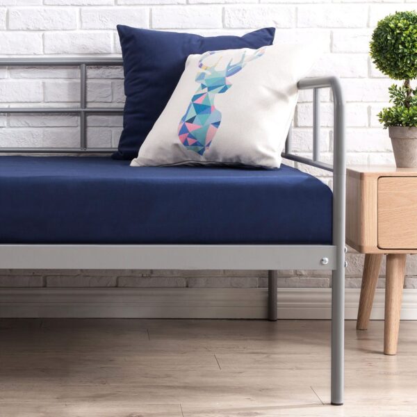 Twin size Modern Grey Metal Daybed Frame with Sturdy Steel Support Slats - Image 2