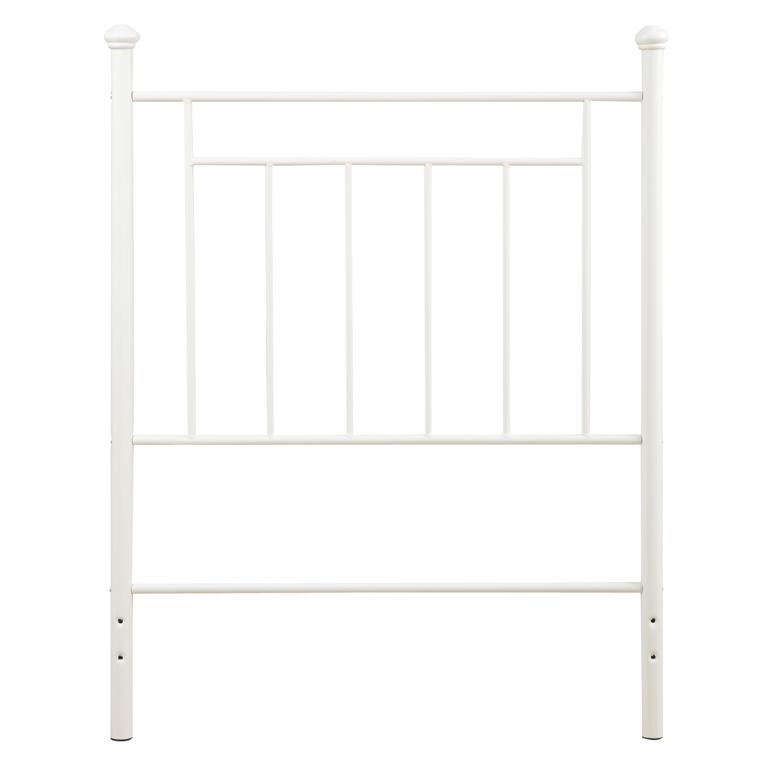 Twin size White Metal Headboard with Simple Lines and Decorative Finals - Image 2