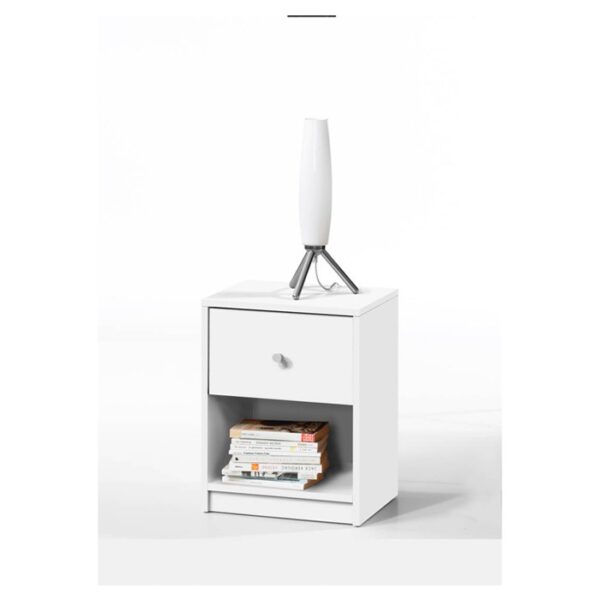 Contemporary 1-Drawer Nightstand with Storage Shelf in White - Image 2