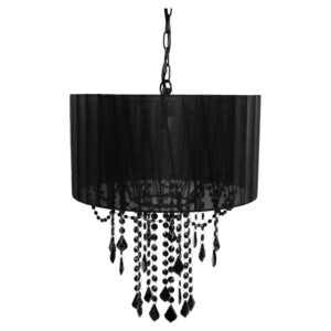 Black Drum Shaded One Bulb Chandelier