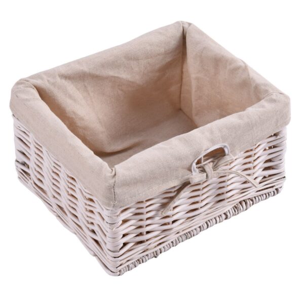 White Wooden 1-Drawer End Table Nightstand with 2 Baskets - Image 3
