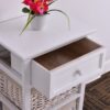 White Wooden 1-Drawer End Table Nightstand with 2 Baskets - Image 4