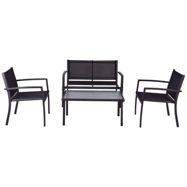 Modern 4-Piece Outdoor Patio Furniture Set with Sling Chairs and Coffee Table - Image 2