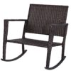 Outdoor 3-Piece Rattan Rocking Chairs and Table Set with Red Cushions - Image 4