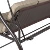 Tan 3-Seat Outdoor Porch Deck Patio Canopy Swing with Cushions - Image 3