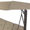Tan 3-Seat Outdoor Porch Deck Patio Canopy Swing with Cushions - Image 4