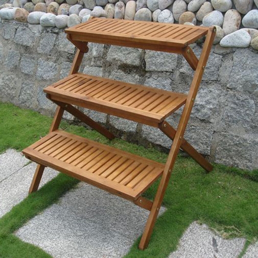3-Tier Planter Stand in Eucalyptus Wood for Outdoor or Indoor Use - Image 2