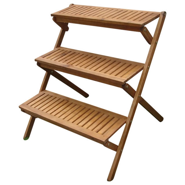 3-Tier Planter Stand in Eucalyptus Wood for Outdoor or Indoor Use - Image 3