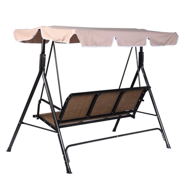 Outdoor 3-Person Canopy Swing for Porch Patio or Deck - Image 2